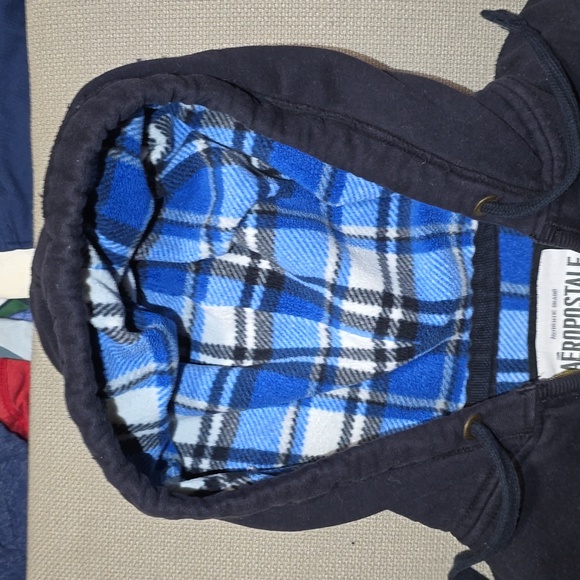 Aeropostale Classic Zip up Black Hooded Sweat Jacket Men's Size Medium - Picture 8 of 16